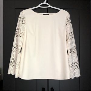 Banana Republic White Lace Sleeve Blouse